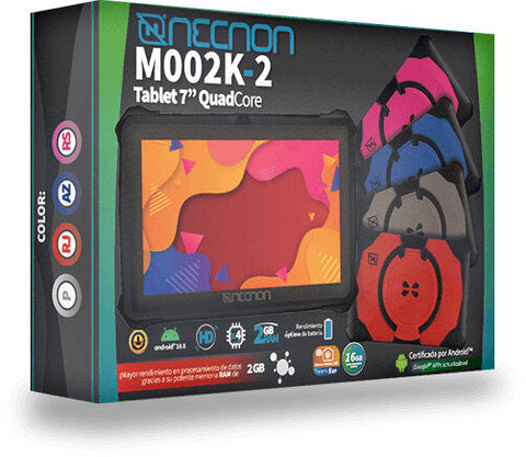 TABLET NECNON M002K-2 2GB RAM 16GB 7" A10 2 Y 5 MP FLASH NEGRO/ROJO