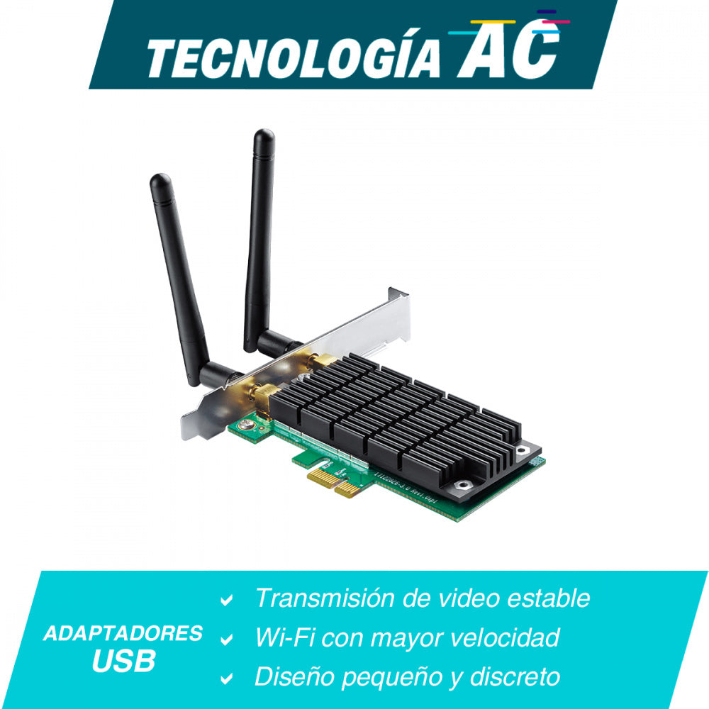 Tarjeta De Red Inal Tp-Link, Pcie, Ac1200, Dual Band, 2 Ant, Archer T4e