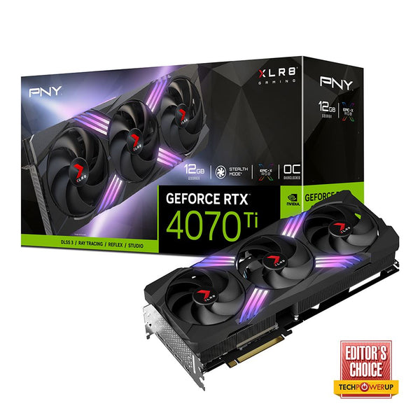 Tarjeta De Video Pny Vcg4070T12Tfxxpb1-O Rtx 4070Ti Oc 12Gb Argb 3 Ventiladores