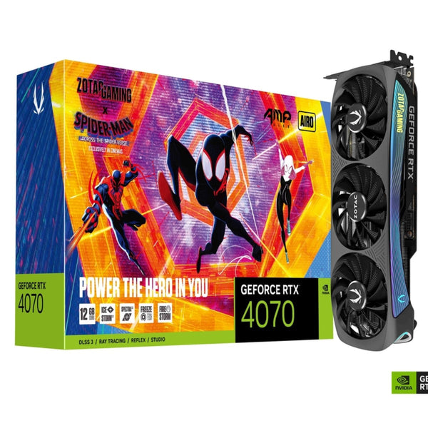 Tarjeta de Video Zotac Gaming Geforce Rtx 4070 Amp Airo Spiderman 12Gb Gddr6X, 192Bit,