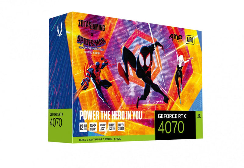Tarjeta de Video Zotac Gaming Geforce Rtx 4070 Amp Airo Spiderman 12Gb Gddr6X, 192Bit,