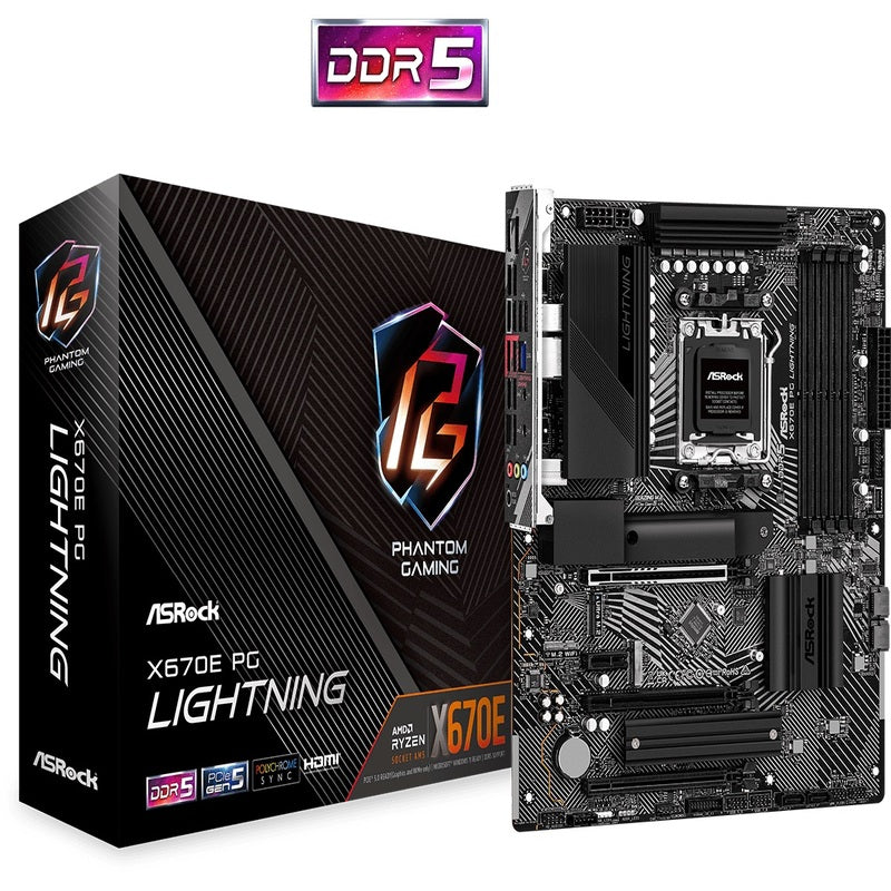 Tarjeta Madre Asrock X670e Pg Lightning Soc Am5 Ddr5, Hdmi , Dp, Usb C