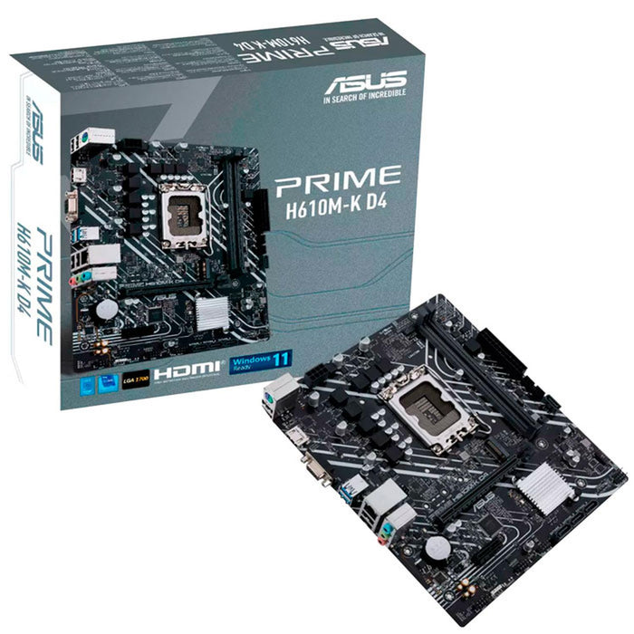 Tarjeta Madre Asus Prime H610m-K D4, Matx, Hdmi, Lga1700, 64gb, Ddr4