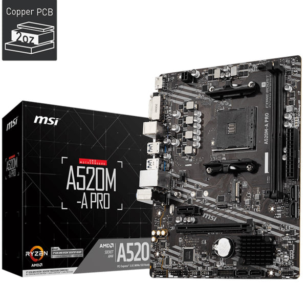 Tarjeta Madre Msi A520m-A Pro Ddr4 M.2 Pcie 3.0 Ryzen Am4 Matx Hdmi