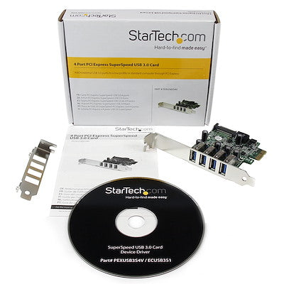 Tarjeta Pci Express - Adaptador Pci-E Usb 3.0 Con Uasp De 4 Puertos Y Alimentación Sata - Controlador Superspeed - 4x Usb A - Startech.Com Modelo, Pexusb3s4v