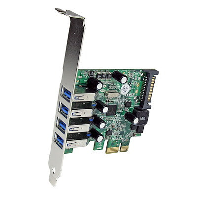 Tarjeta Pci Express - Adaptador Pci-E Usb 3.0 Con Uasp De 4 Puertos Y Alimentación Sata - Controlador Superspeed - 4x Usb A - Startech.Com Modelo, Pexusb3s4v