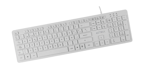 Teclado Acteck Alambrico Usb Slim Tx22 Blanco Inspire Ta230 Ac-931663