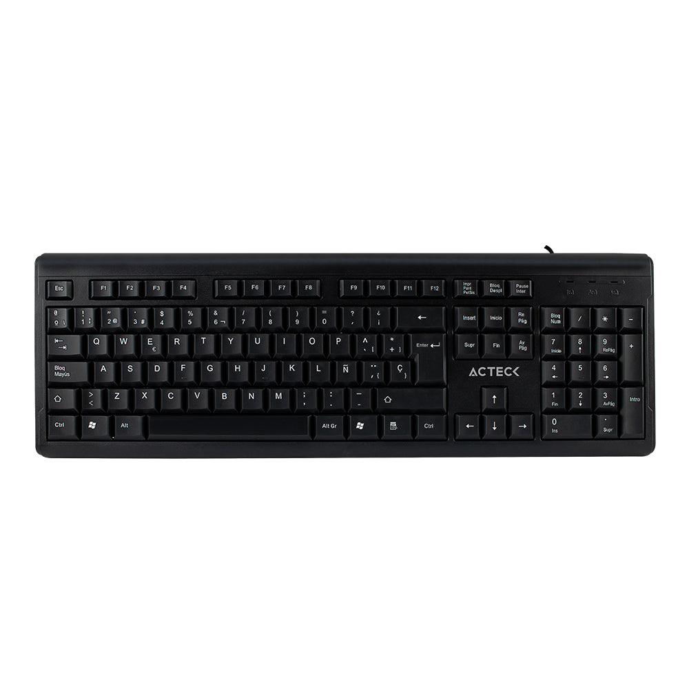 Teclado Acteck-E Alambrico Usb, Negro Estandar 104 Teclas Usb Windows-Linux Diseño Clásico Negro Inspire Ta210