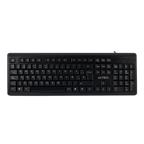 Teclado Acteck Alambrico Usb, Negro Estandar 104 Teclas Usb Windows-Linux Diseño Clásico Negro Inspire Ta210