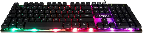 Teclado Alambrico Acteck-X Aurean X100usb Led 3colores Negro Ac-929615