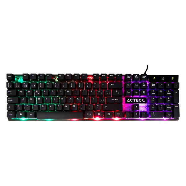 Teclado Alambrico Acteck-X Aurean X100usb Led 3colores Negro Ac-929615
