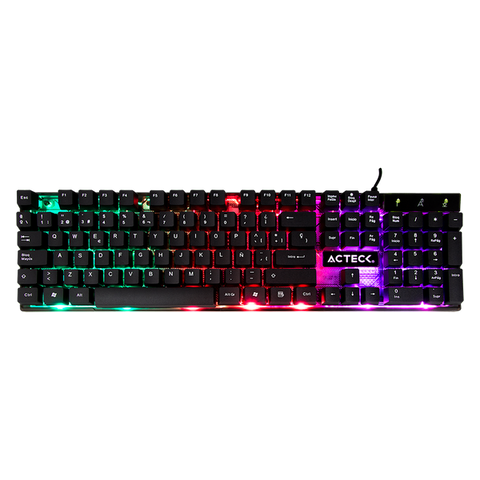 Teclado Alambrico Acteck-X Aurean X100usb Led 3colores Negro Ac-929615