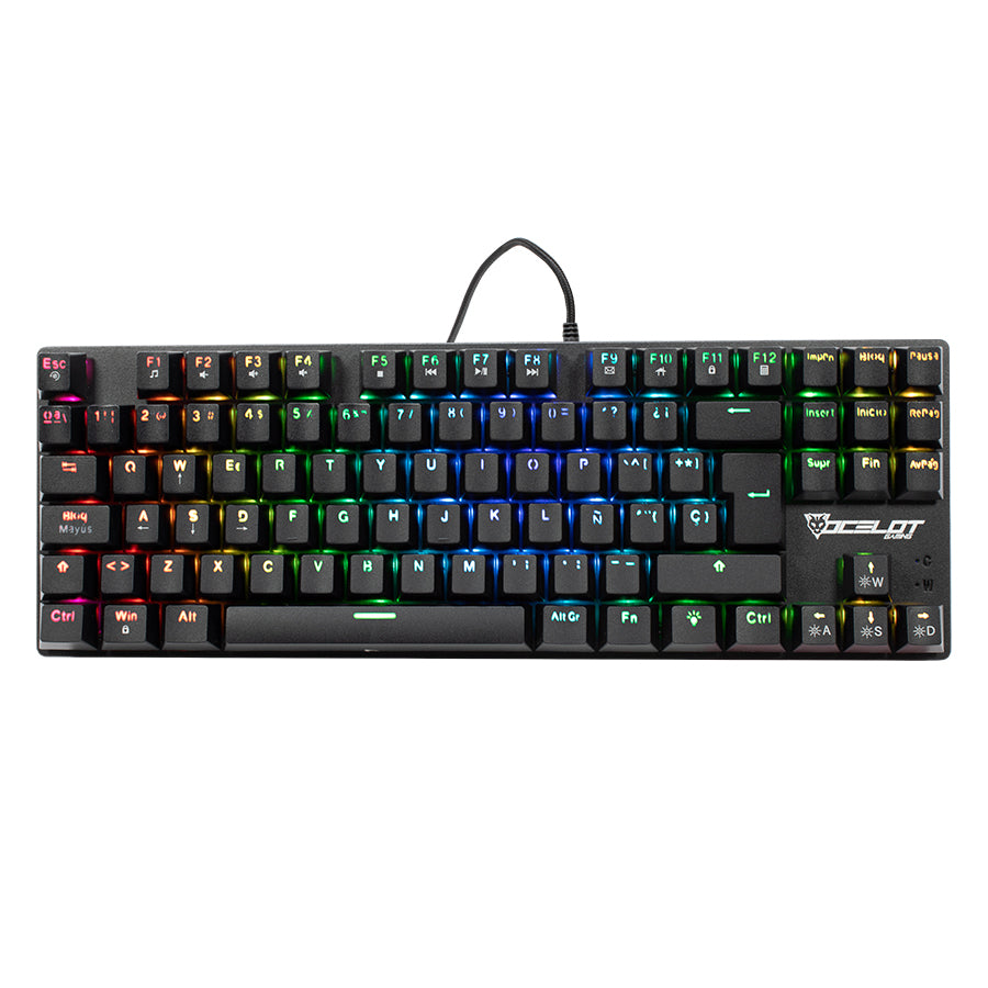 Teclado Alambrico Tipo Mecanico Tlk Switch Rojo Full Rgb, Estructura De Abs