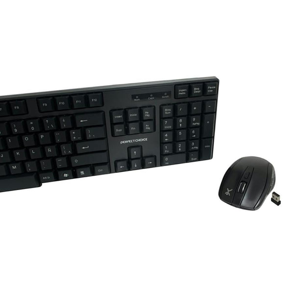 Teclado Antiderrames, Mouse Optico Inalambrico Usb Perfect Choice Negro