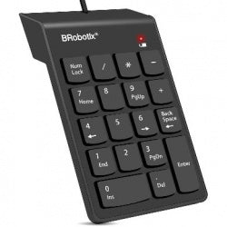 Teclado Brobotix Alambrico Numerico Usb, Delgado, Color Negro