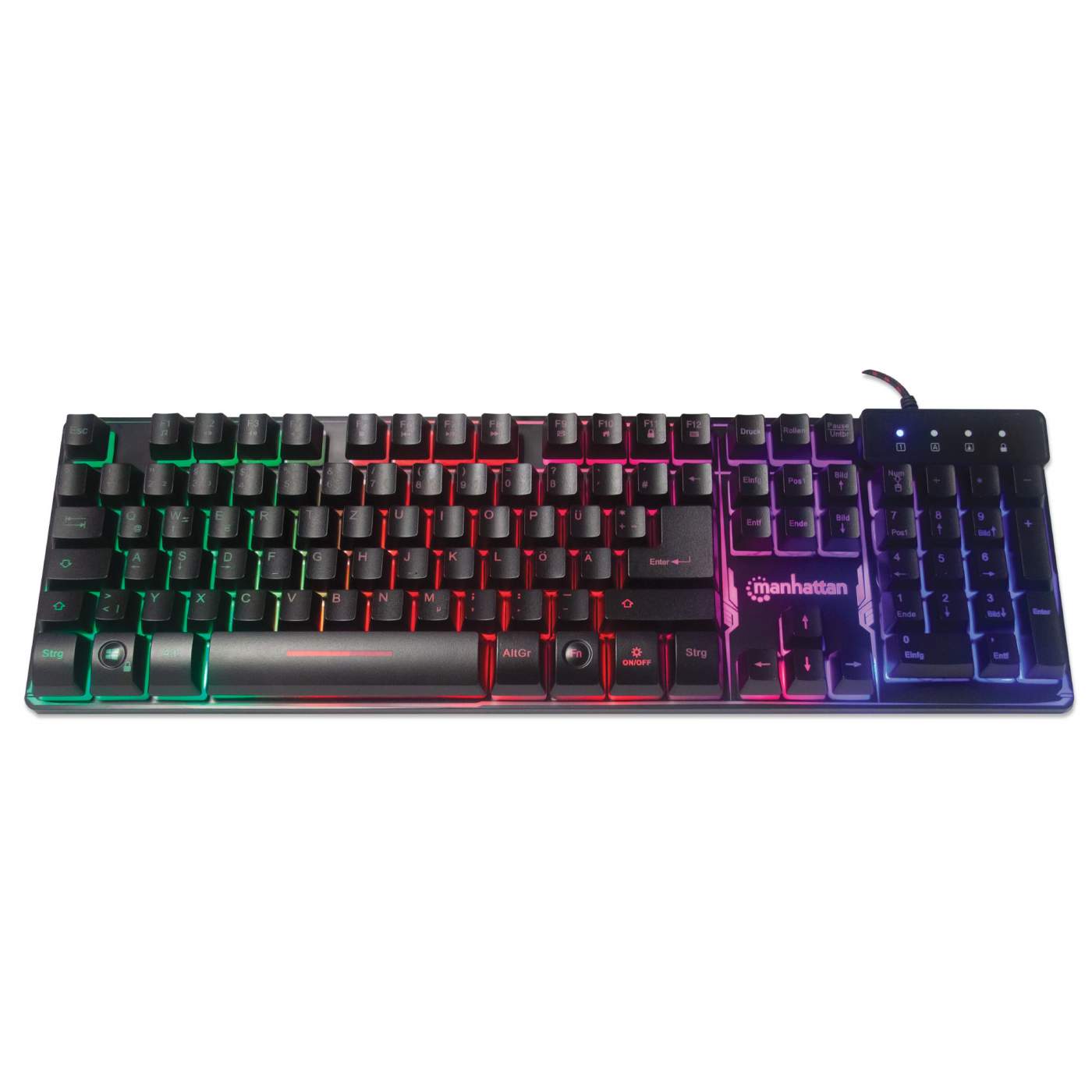 Teclado Gaming Usb Base Metalica Led Luces Multicolor Manhattan 178457