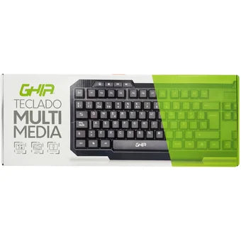 Teclado Ghia Alambrico Usb Multimedia Color Negro, 104 Teclas