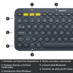 Teclado Logitech K380 Gris Bluetooth Pc, Mac, Ios, Andriod (920-007562)