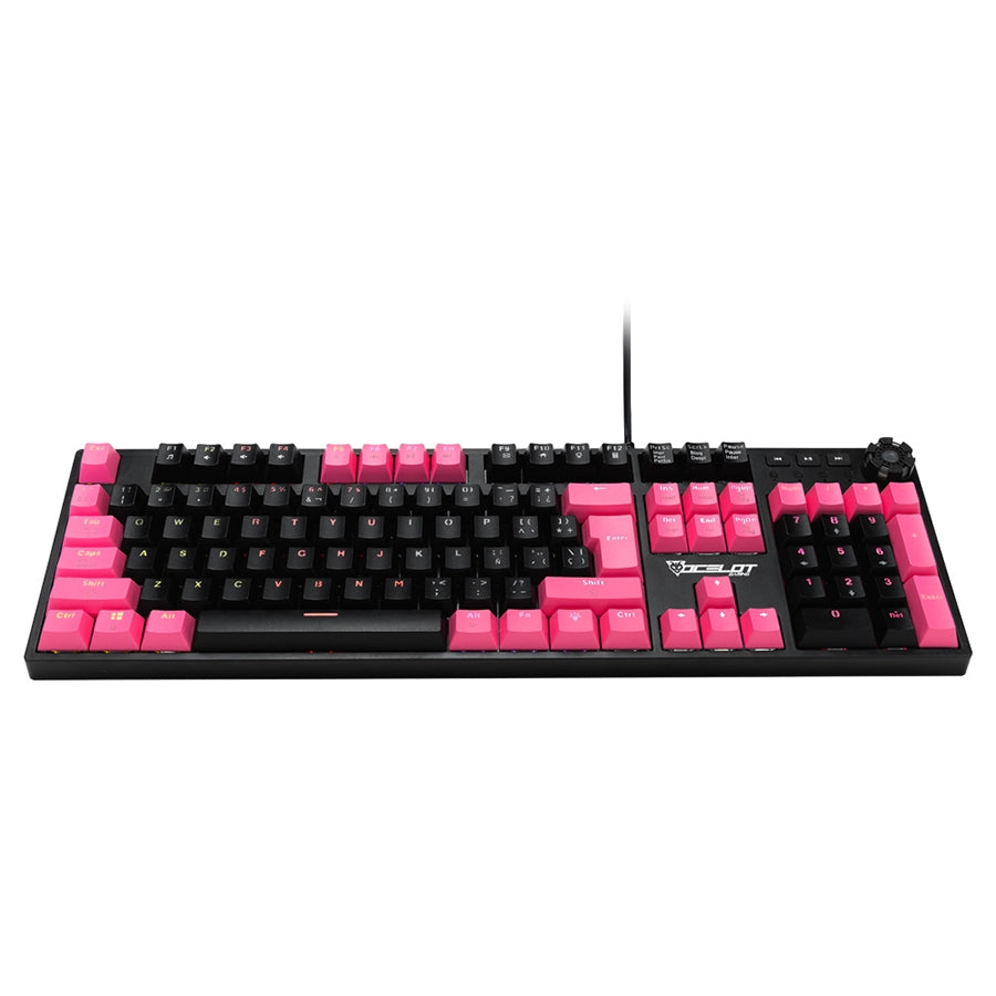 Teclado Mecanico Extendido Ocelot, Alambrico, Iluminacion Tipo Rgb Cubierta De Abs, Color Negro Con Rosa, Gamer
