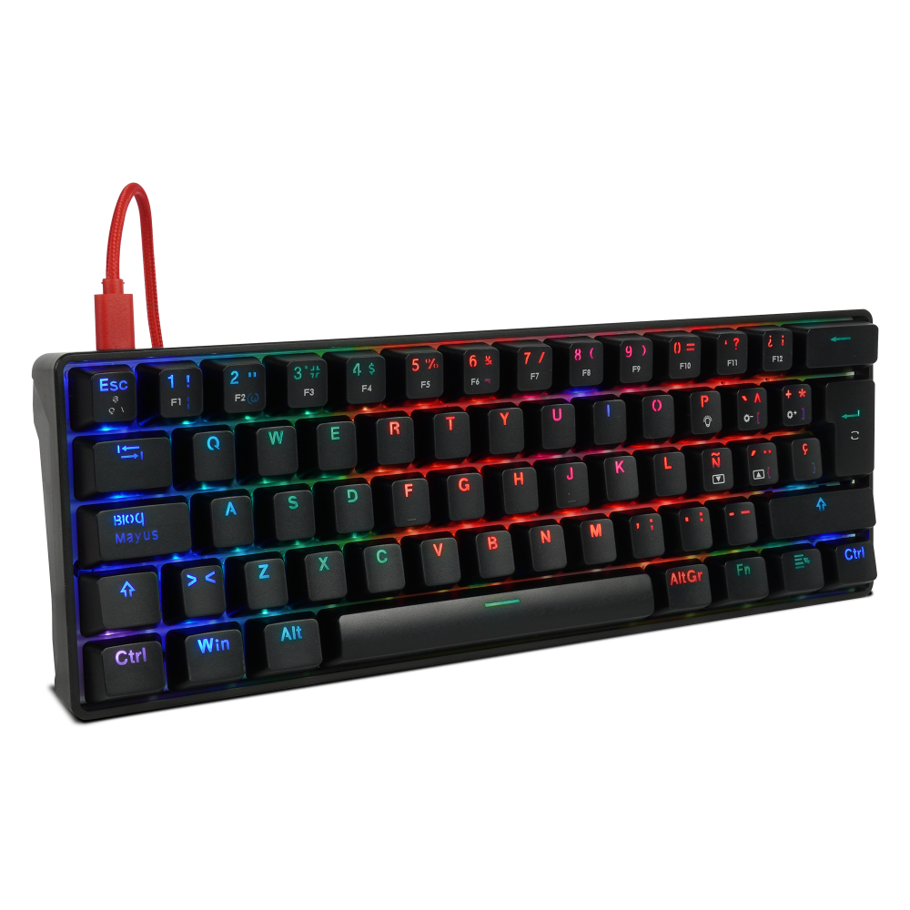 Teclado Mecanico Game Factor 60% Rgb Switch Red Usb Tipo C Kbg560-Rd