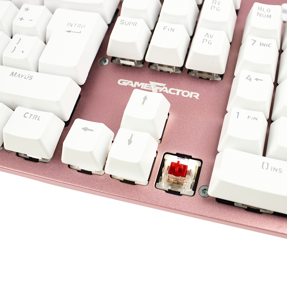 Teclado Mecanico Game Factor Luz Blanca, Swicht Red, Usb, Rosa Kbg400-Pk-Rd