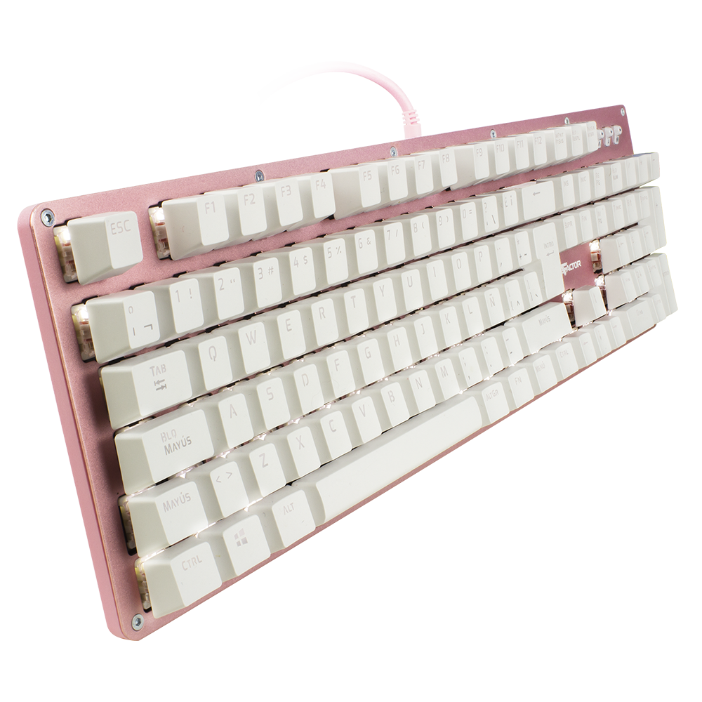 Teclado Mecanico Game Factor Luz Blanca, Swicht Red, Usb, Rosa Kbg400-Pk-Rd