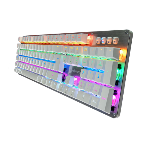 Teclado Mecánico Game Factor Rainbow Switch Red Usb Blanco Kbg400-Wh-R