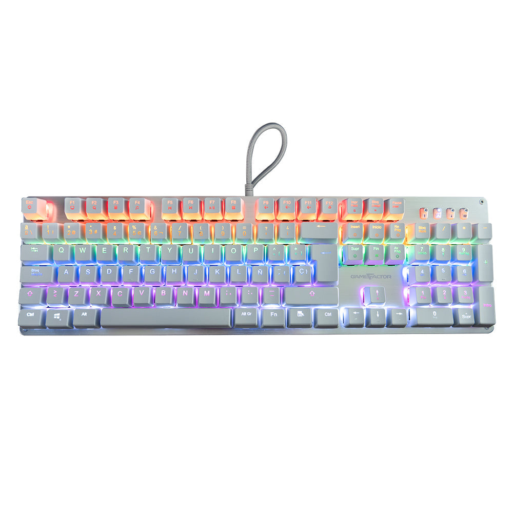 Teclado Mecánico Game Factor Rainbow Switch Red Usb Blanco Kbg400-Wh-R