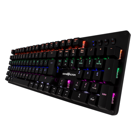 Teclado Mecanico Game Factor Rainbow, Switch Red, Usb, Negro Kbg400