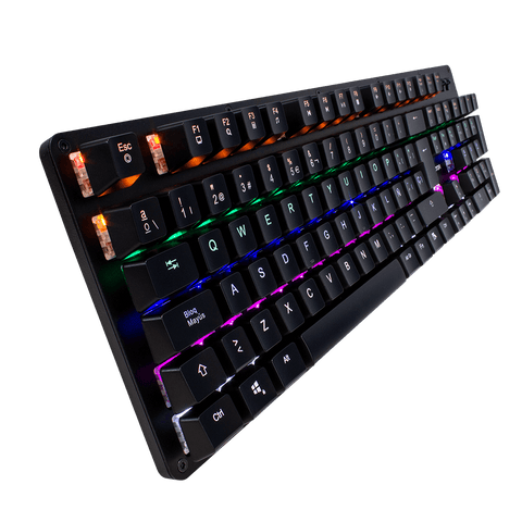Teclado Mecanico Game Factor Rainbow, Switch Red, Usb, Negro Kbg400