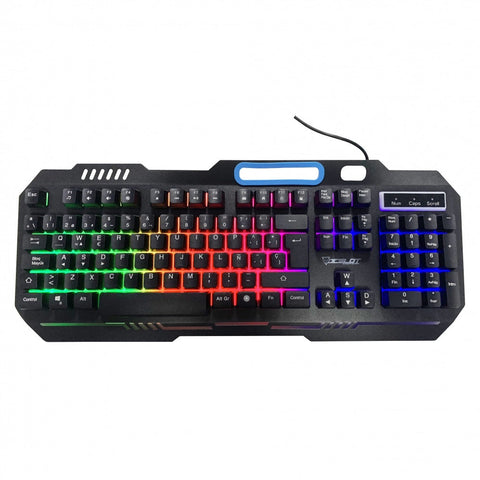 Teclado Membrana Ocelot, Alambrico, Metalico, Negro, Iluminacion Y Colores Ajustables, Plug & Play, Gamer