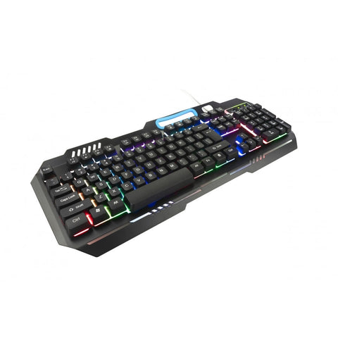 Teclado Membrana Ocelot, Alambrico, Metalico, Negro, Iluminacion Y Colores Ajustables, Plug & Play, Gamer