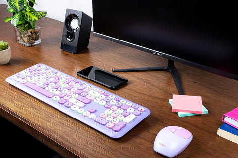 Teclado + Mouse 2.4Ghz Diseño Delgado + 2xBaterías AAA Incluidas Morado Advanced Series
