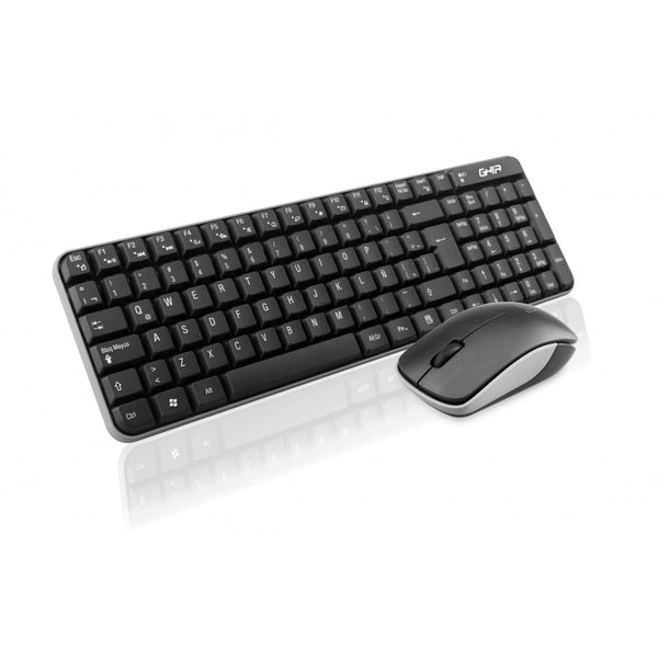 Teclado, Mouse Combo Inalambrico Compacto Gt4000bg Ghia, Color Negro, Gris