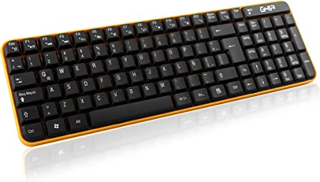 Teclado, Mouse Combo Inalambrico Compacto Gt4000na Ghia, Color Negro, Amarillo