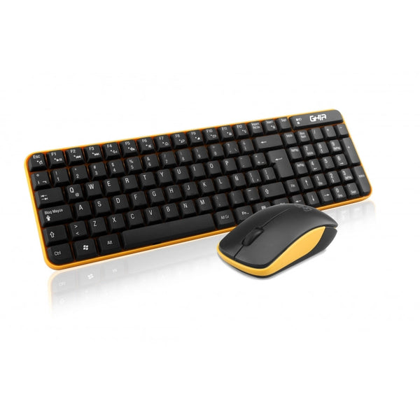 Teclado, Mouse Combo Inalambrico Compacto Gt4000na Ghia, Color Negro, Amarillo