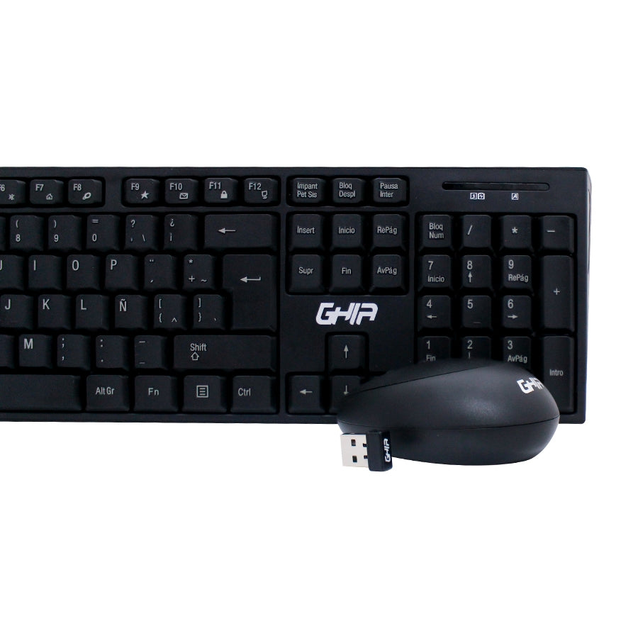 Teclado, Mouse Combo Inalambrico Gt5000 Ghia, Color Negro