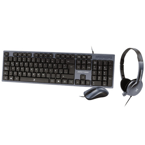 Teclado, Mouse Usb Y Diadema  3.5mm Perfect Choice Azul