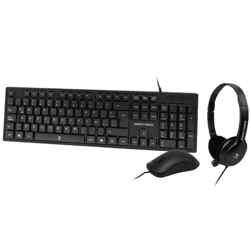 Teclado, Mouse Usb Y Diadema  3.5mm Perfect Choice Negro