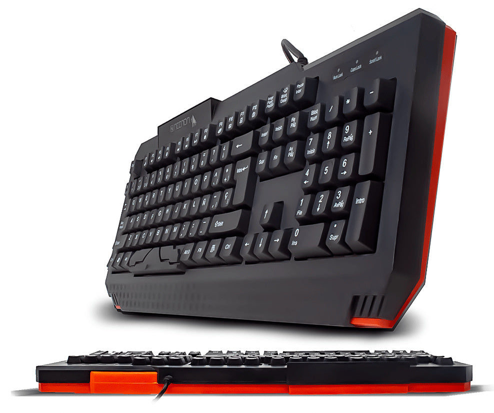 Teclado Necnon Gamer Ngk-Minotaur 104 Teclado Retroiluminado, Rojo Con Negro - Nbgkmi25rs