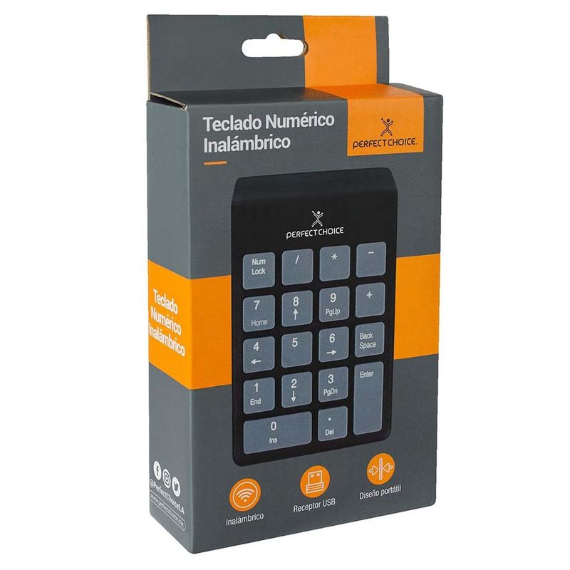 Teclado Numerico Inalambrico Usb Perfect Choice Negro/Gris
