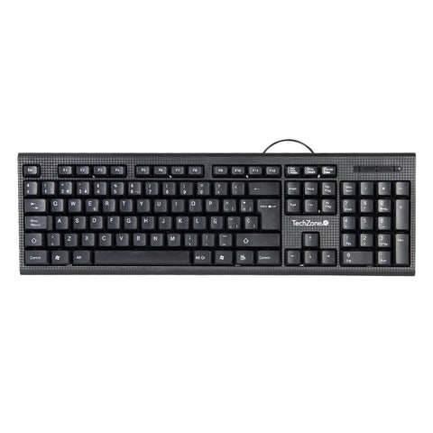 Teclado Techzone Tz16tec01-Ala Alambrico Standard Usb Ergonomico Negro