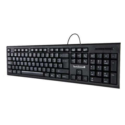 Teclado Techzone Tz16tec01-Ala Alambrico Standard Usb Ergonomico Negro