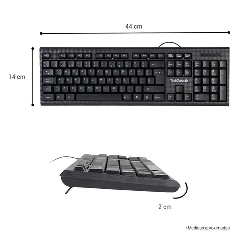 Teclado Techzone Tz16tec01-Ala Alambrico Standard Usb Ergonomico Negro