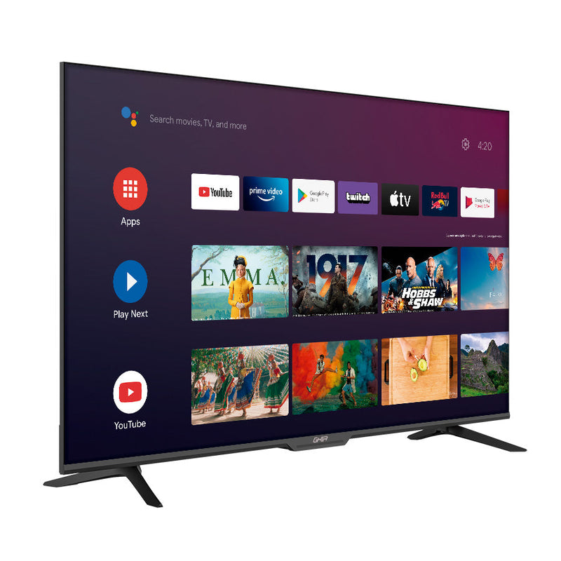 Television Smart Ghia Android Tv Certified 55 Pulg 4k Wifi, Rj45, 3 Hdmi, 2 Usb, Rca, Aux 3.5mm, Optico 60hz