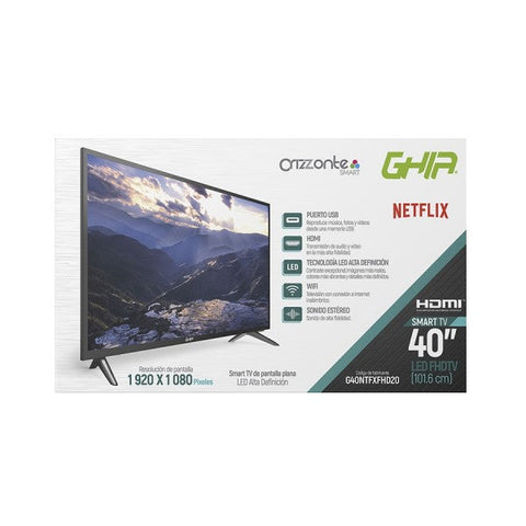 Television Smart Ghia Netflix Fhd 40 Pulg 1080p Wifi, 2 Hdmi, 2 Usb, Rca, Optico, 3.5mm 60hz