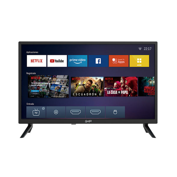 Television Smart Ghia Netflix Hd 24 Pulg 720p Wifi, 3 Hdmi, 2 Usb, Rca, Optico, 60hz