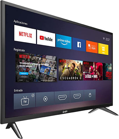 Television Smart Ghia Netflix Hd 32 Pulg 720p Wifi, 2 Hdmi, 2 Usb, Rca, Optico, 3.5mm 60hz