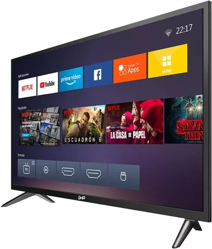 Television Smart Ghia Netflix Hd 32 Pulg 720p Wifi, 2 Hdmi, 2 Usb, Rca, Optico, 3.5mm 60hz