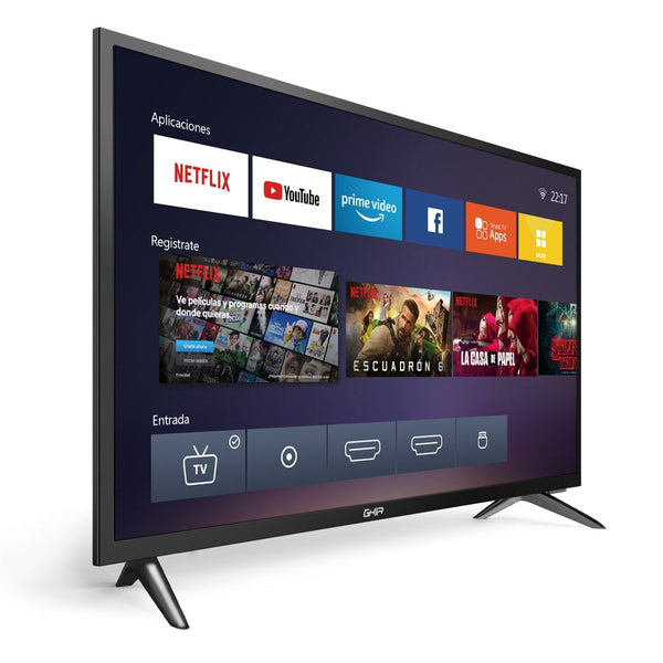 Television Smart Ghia Netflix Hd 32 Pulg 720p Wifi, 2 Hdmi, 2 Usb, Rca, Optico, 3.5mm 60hz